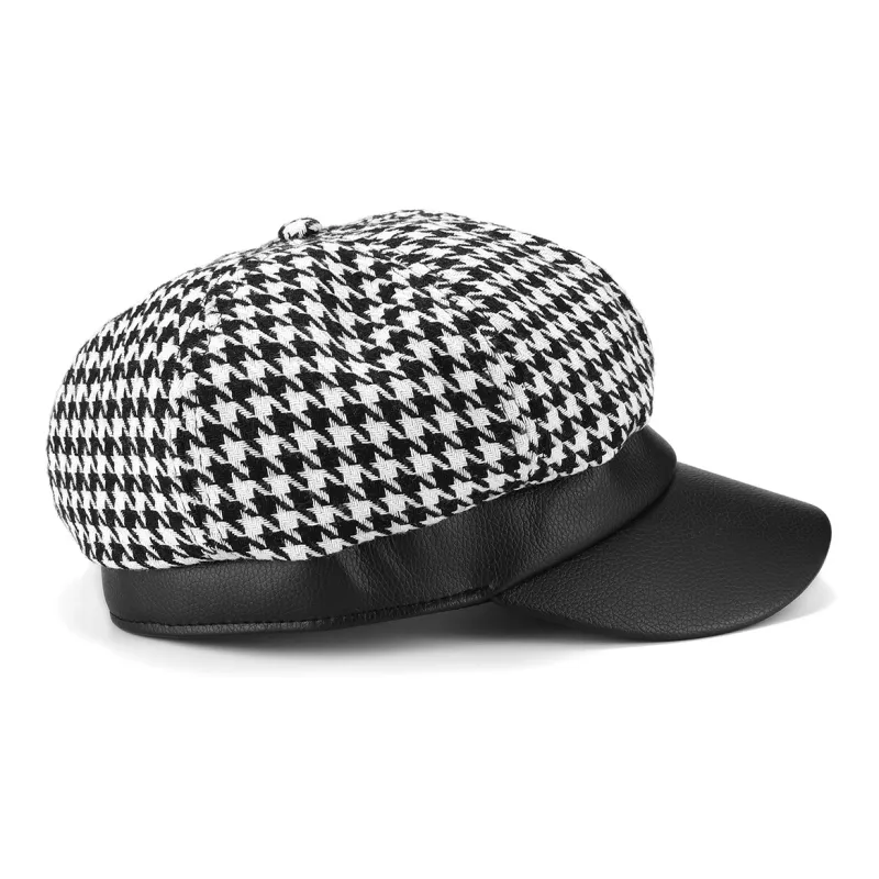 GENANX Berets Unisex Black White Plaid-2