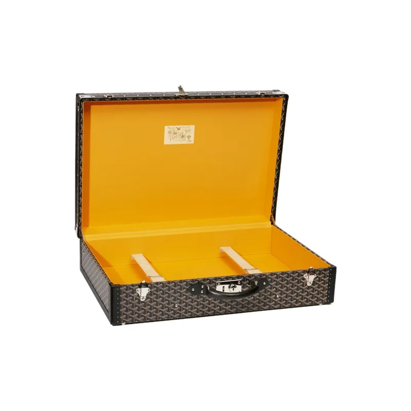 GOYARD Grand Hôtel Canvas With Leather Hard Case Handbag Unisex Black-2