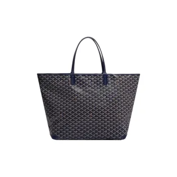 GOYARD Artois Canvas With Leather Tote Bag Shopping Bag Shoulder Bags Handbags Large Size Unisex Marine Blue