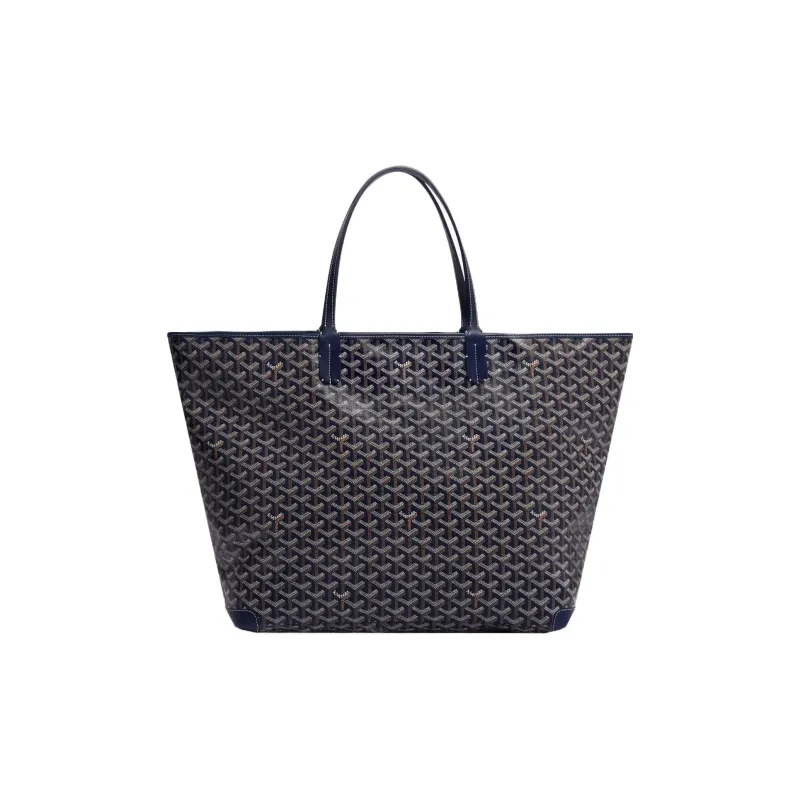 GOYARD Artois Canvas With Leather Tote Bag Shopping Bag Shoulder Bags Handbags Large Size Unisex Marine Blue-0