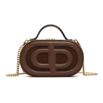 DILAKS Cow Leather Cell Phone Women's Bag, One Shoulder Handbag Trumpets Women's Chocolate