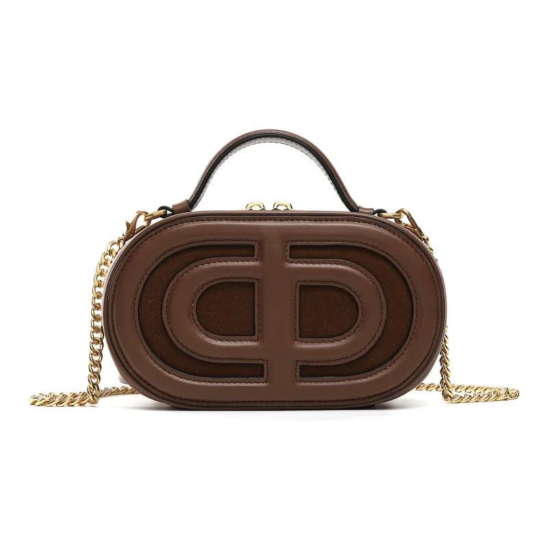 DILAKS Cow Leather Cell Phone Women's Bag, One Shoulder Handbag Trumpets Women's Chocolate-0