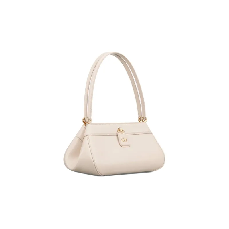 DIOR Key Smooth Cow Leather Shoulder Bag, Handbag Trumpets Women's Gray Ivory-2