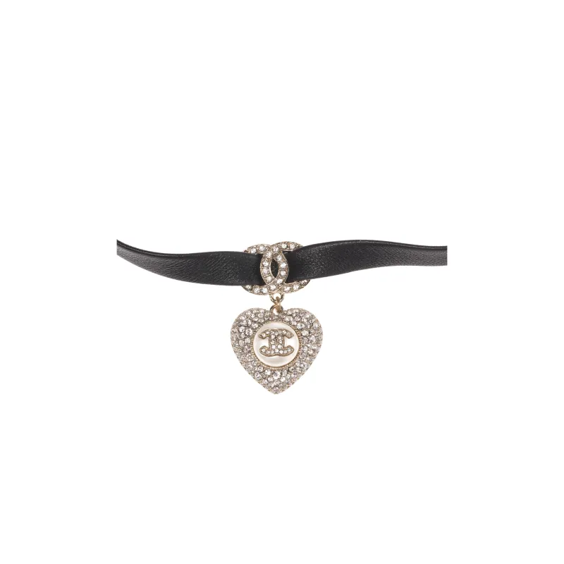 CHANEL Metal, Sheepskin, Artificial Pearl, Rhinestone Necklaces Women's Black-1