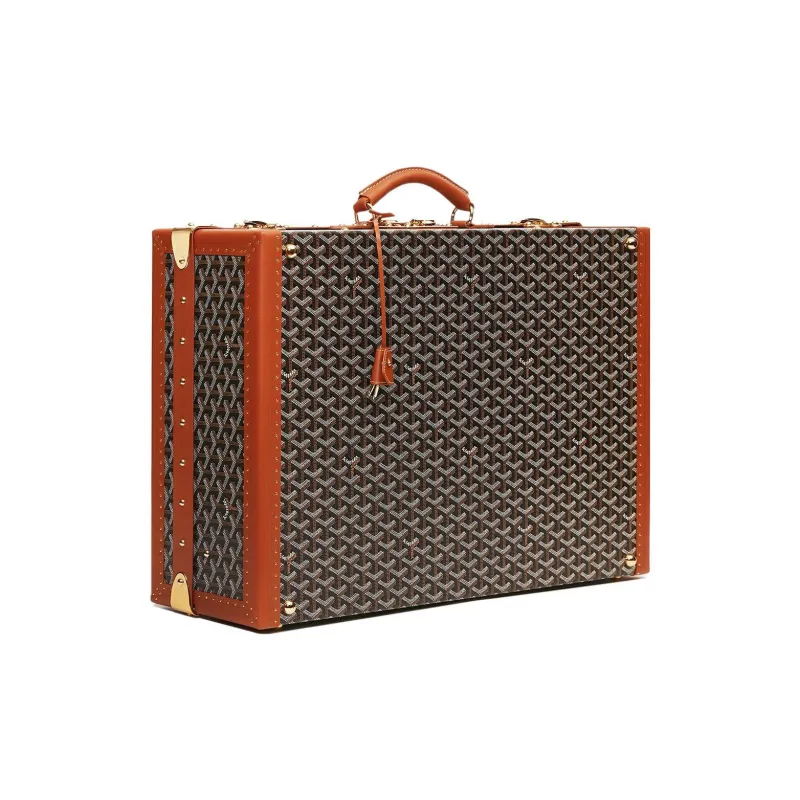 GOYARD Grand Hôtel Canvas With Leather Hard Case Handbag Unisex Brown-0