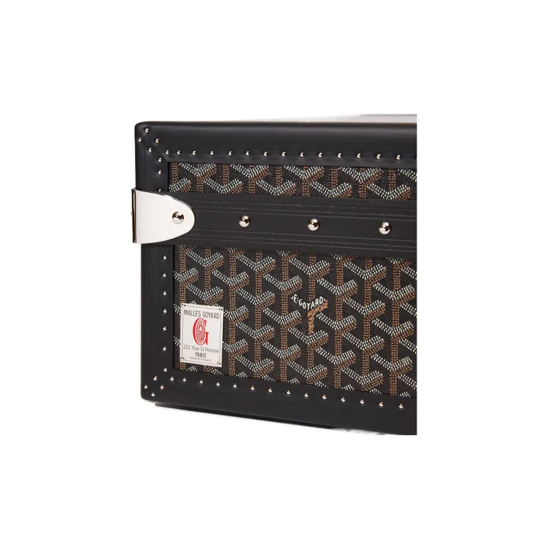 GOYARD Grand Hôtel Canvas With Leather Hard Case Handbag Unisex Black-6