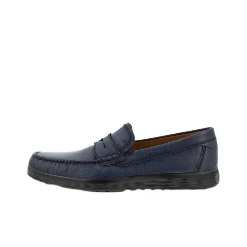 Ecco Lightweight Mok Collection Casual Leather Shoes Men's Ocean Blue
