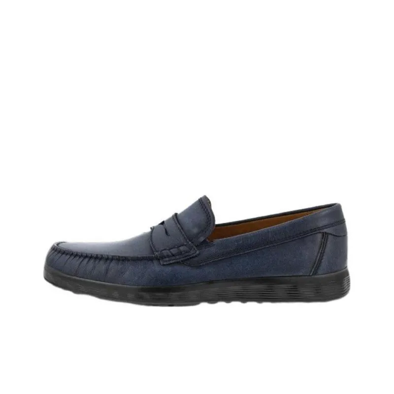 Ecco Lightweight Mok Collection Casual Leather Shoes Men's Ocean Blue-0