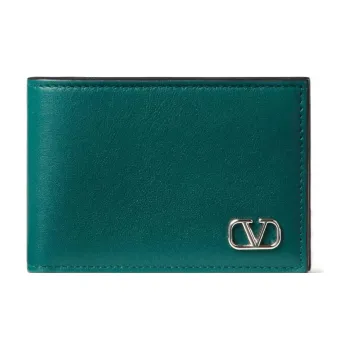 Valentino Vlogo Calfskin Wallet Men's Preppy Green