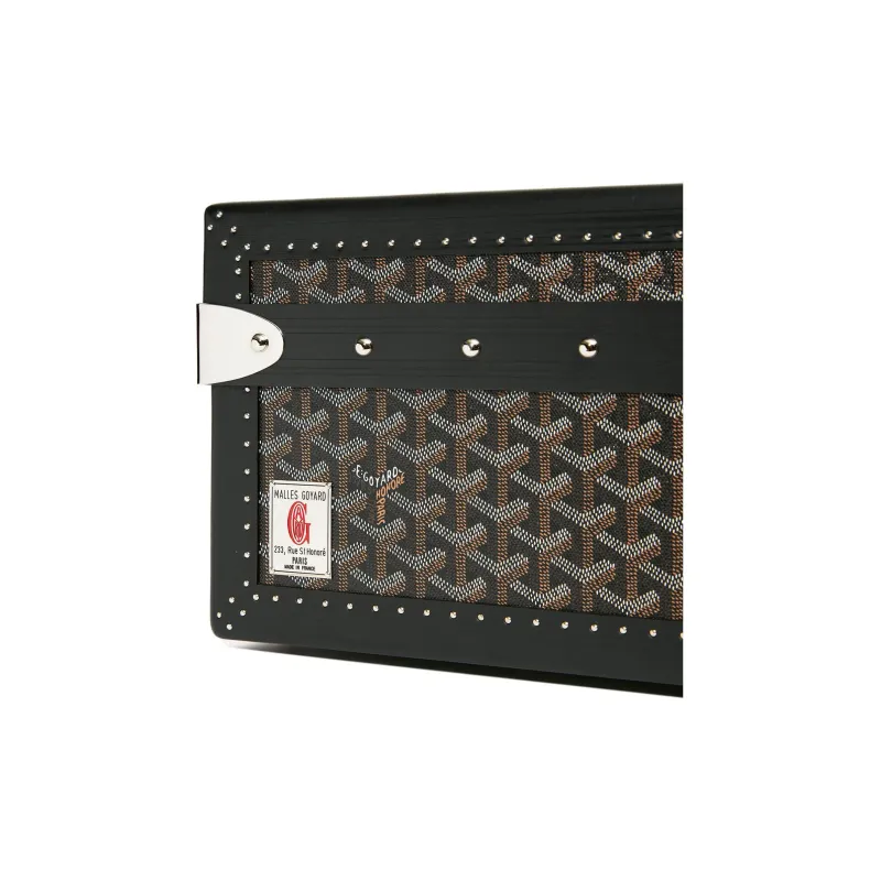 GOYARD Grand Hôtel Canvas With Leather Hard Case Handbag Unisex Black-4