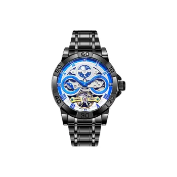 TIMEMATRIX Wrist Watch Automatic Mechanical Movement Stainless Steel Watchband 43mm Black Dial Men's Watches