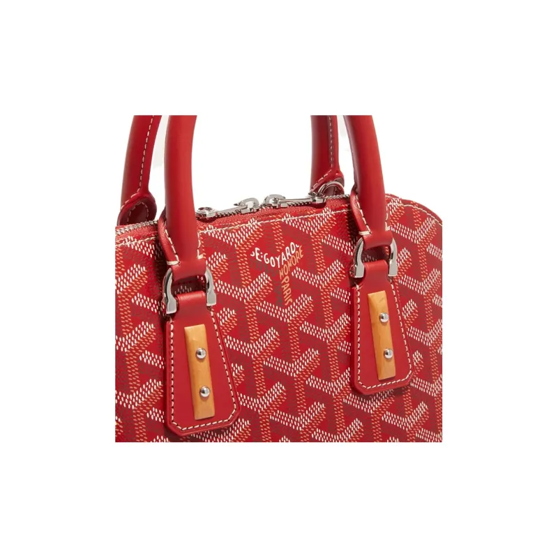 GOYARD Canvas With Calfskin Dome Bag Handbag, Shoulder Bag Mini Women's Red-4