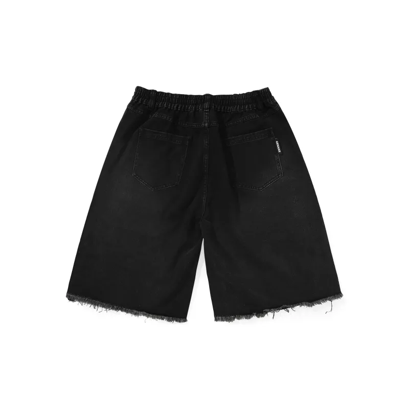 GENANX Denim Shorts Unisex Black Gray Color-1