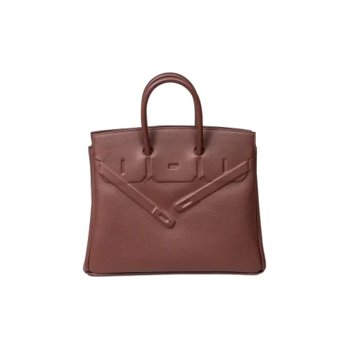 HERMES Birkin Swift Leather Shadow Birkin Bag Handbag 25 Women's 0G Rouge Sellier Saddle Red