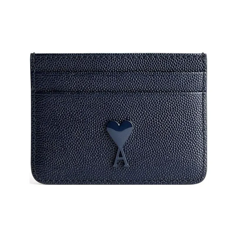 AMIPARIS Fish Paste Leather Business Card Holder Card Case Men's Blue-0