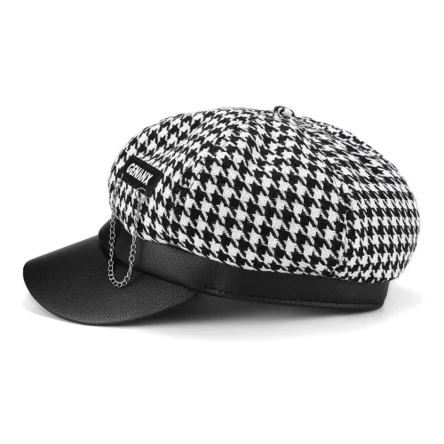 GENANX Berets Unisex Black/White Plaid