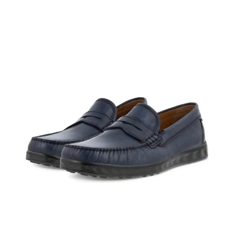 Ecco Lightweight Mok Collection Casual Leather Shoes Men's Ocean Blue-2