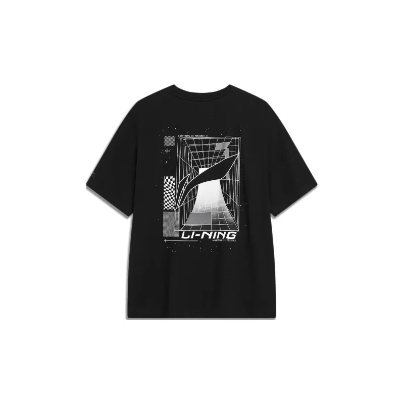 LiNing Sports Life Collection Drop Shoulder Sleeve T-Shirt Men's Black-1