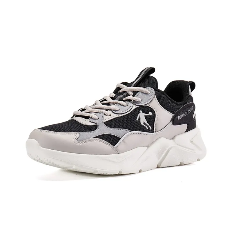 QIAODAN Cushioning Wear-Resistant Low-Top Running Shoes Men's Float Stone Black-1