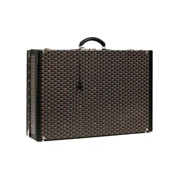 GOYARD Grand Hôtel Canvas With Leather Hard Case Handbag Unisex Black