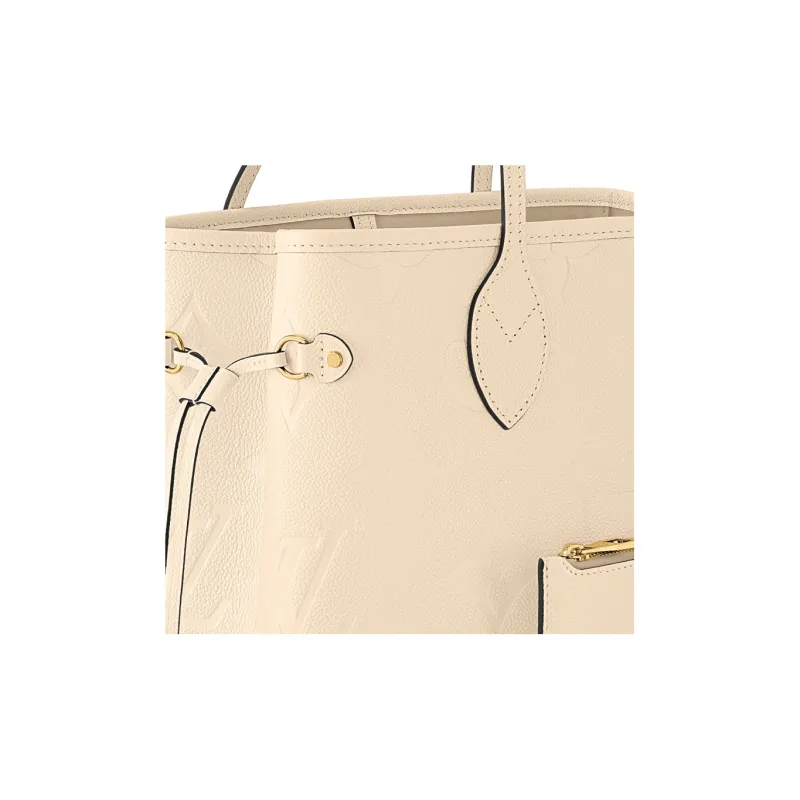 LOUIS VUITTON NEVERFULL Grain Cow Leather Tote Bag, Shopping Bag, Shoulder Bag, Handbag Medium Size Women's Cream White-4