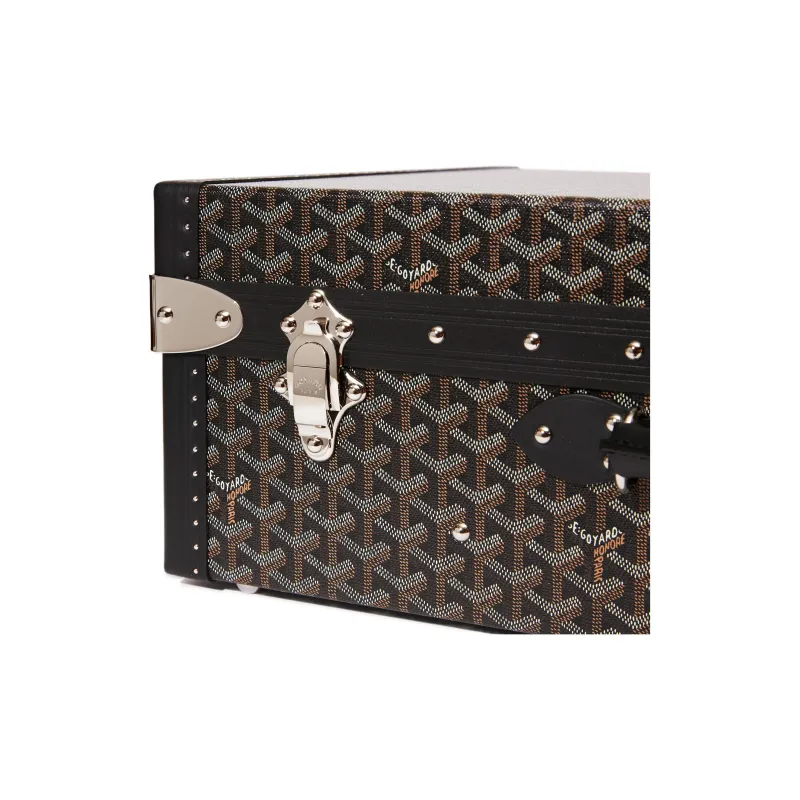 GOYARD Grand Hôtel Canvas With Leather Hard Case Handbag Unisex Black-4
