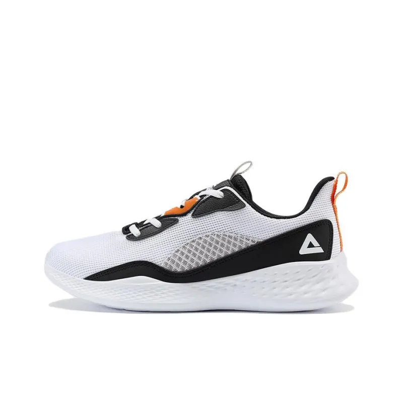 PEAK Qingyi Cushioning Anti Slip Wear Resistant Breathability Low Top Running Shoes Men's White Black Orange-0