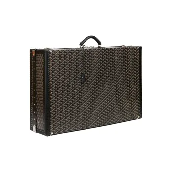 GOYARD Grand Hôtel Canvas With Leather Hard Case Handbag Unisex Black