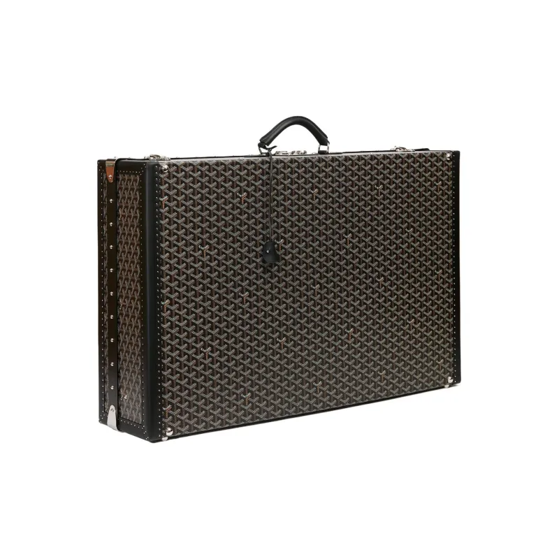 GOYARD Grand Hôtel Canvas With Leather Hard Case Handbag Unisex Black-0