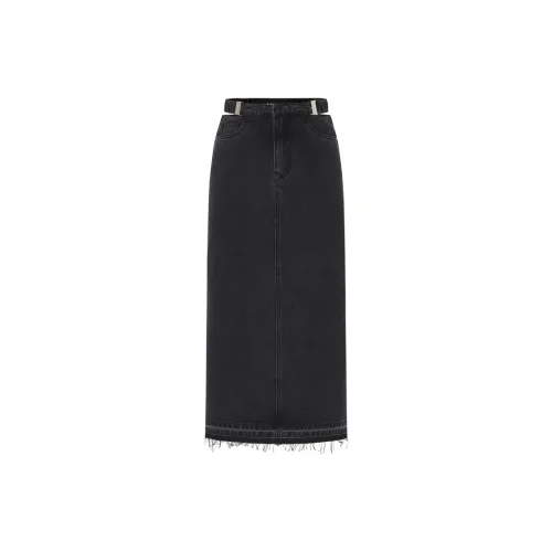 MO&CO Denim Long Skirts Women's Denim Black