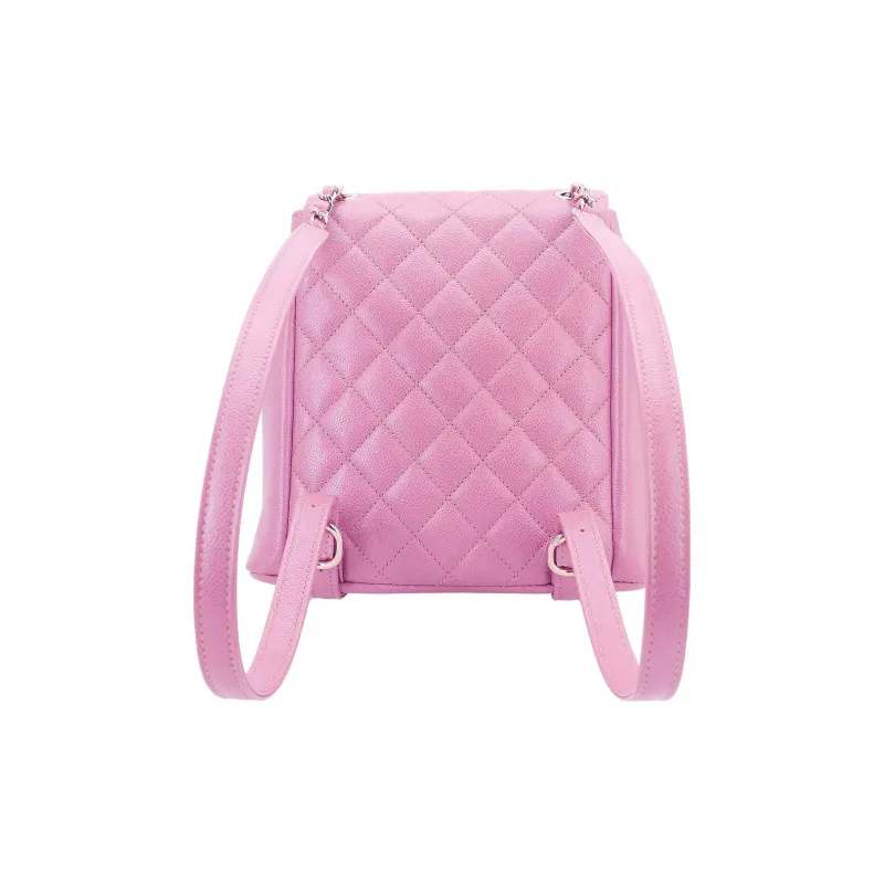 CHANEL Grain Litchi Grain Calfskin Backpack Medium Size Women's Pink-2