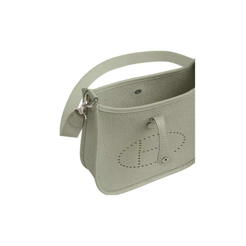 HERMES Evelyne Clemence Bullock Leather Crossbody Bag, Shoulder Bag Mini Women's Granite Gray-3
