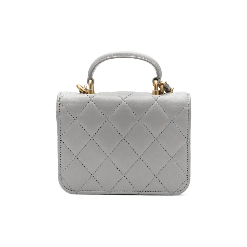 CHANEL Sheepskin Flap Bag, Coin Purse, Handbag, Shoulder Bag, Crossbody Bag Trumpets Women's Gray-2