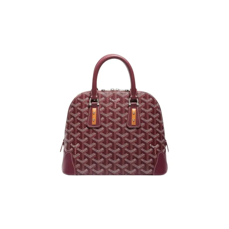 GOYARD Vendôme Canvas With Calfskin Dome Bag Handbag, Shoulder Bag Mini Women's Burgundy-0