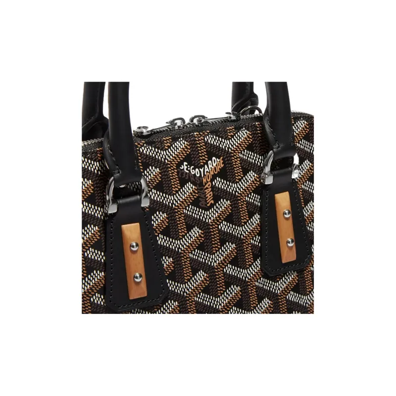 GOYARD Vendôme Canvas With Calfskin Dome Bag Handbag, Shoulder Bag Mini Women's Black-4