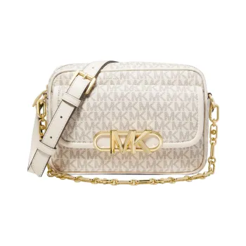 MICHAEL KORS PARKER Canvas With Leather Trim Shoulder Bag Crossbody Bag Medium Size Women's Cream White