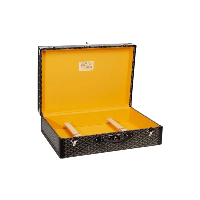 GOYARD Grand Hôtel Canvas With Leather Hard Case Handbag Unisex Black-2