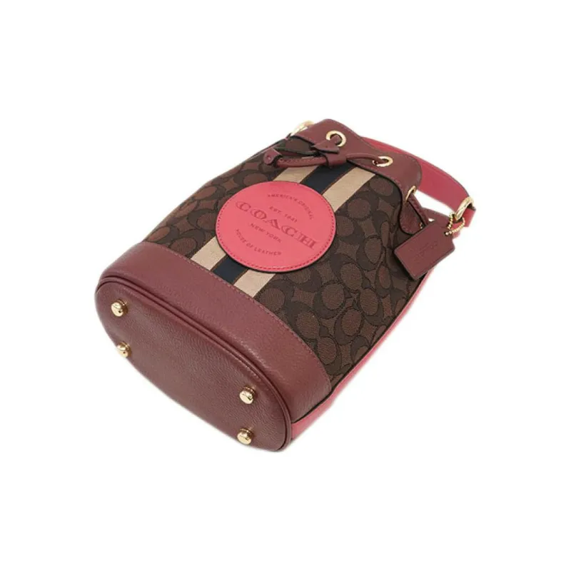 COACH Canvas With Leather Canvas Bag Bucket Bags Crossbody Handbags Small Size Women's Black Pink Multicolor-3
