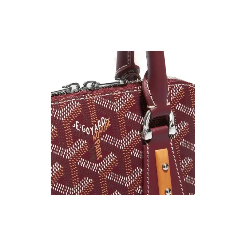 GOYARD Vendôme Canvas With Calfskin Dome Bag Handbag, Shoulder Bag Mini Women's Burgundy-4