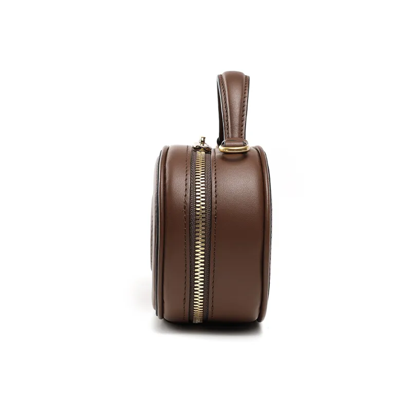 DILAKS Cow Leather Cell Phone Women's Bag, One Shoulder Handbag Trumpets Women's Chocolate-3
