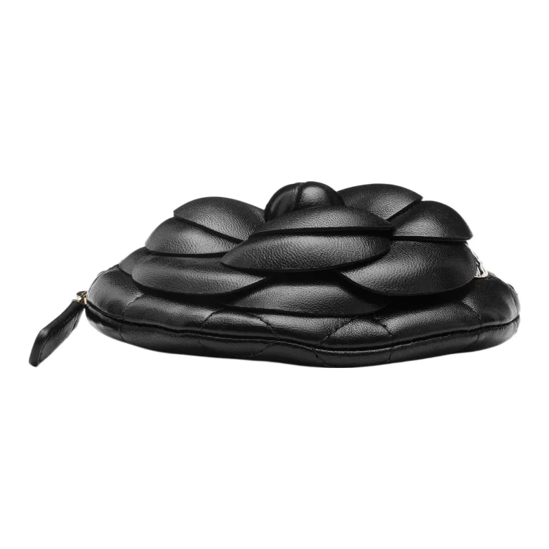 CHANEL Lambskin Earphone Case, Handheld Bag, Shoulder Bag, Crossbody Bag Women's Black-4