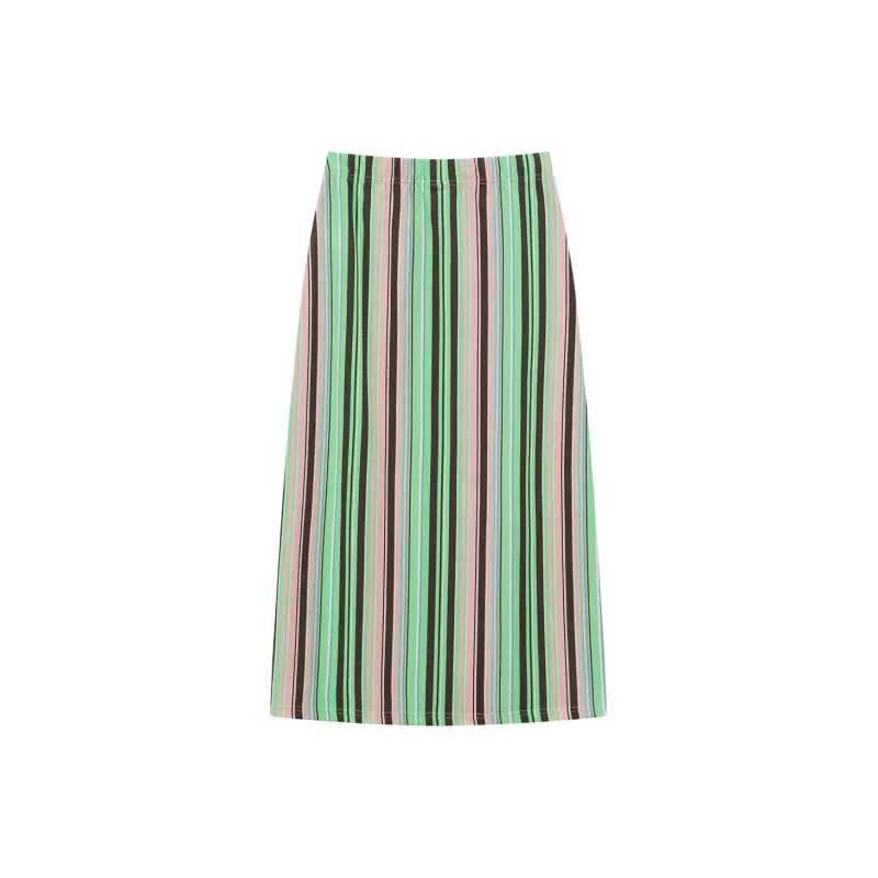 CHUU Casual Long Skirts Women's Pink Stripes-1