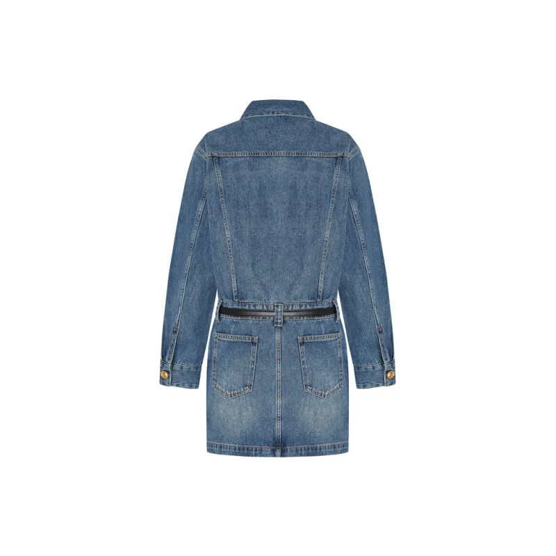 MO&CO Long Sleeved Dresses Women's Denim Blue-1