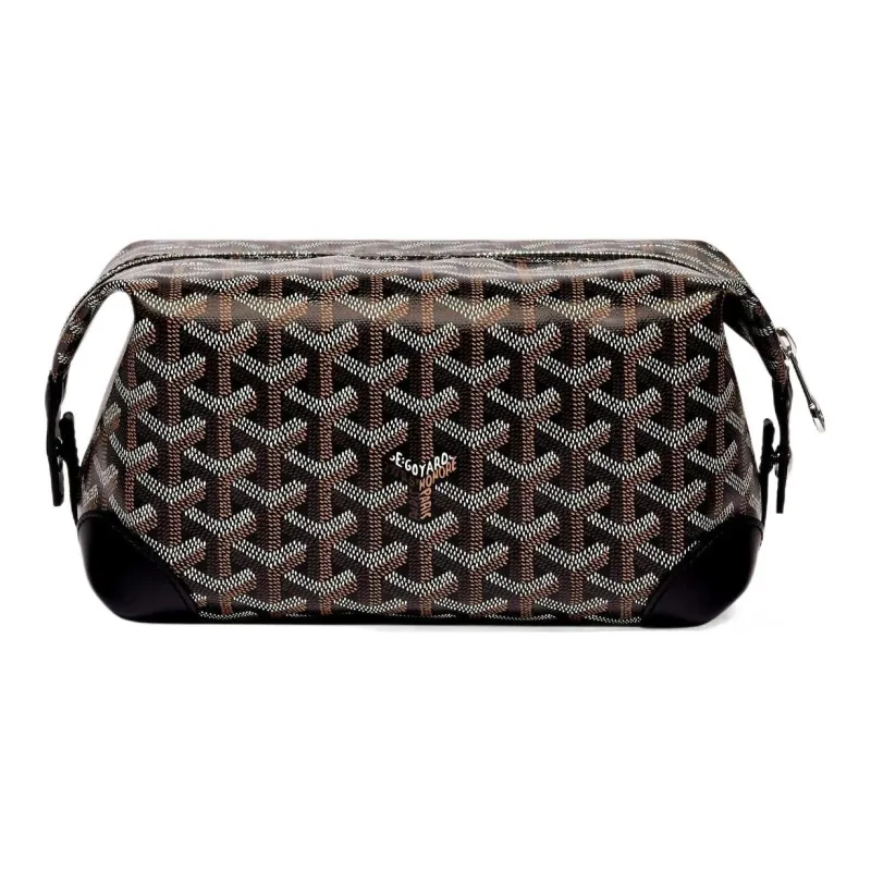 GOYARD Bowling Canvas With Leather Clutch Makeup Bag Unisex Black-1