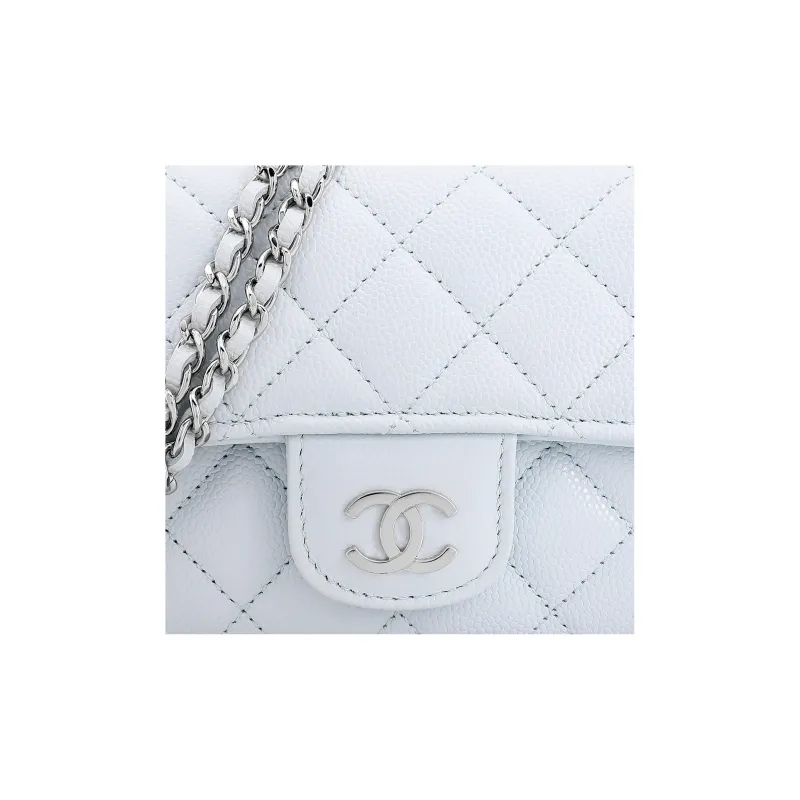 CHANEL Cow Leather Cell Phone Pouch Crossbody Eyeglass Pouch Women's BabyBlue Sky Blue-4