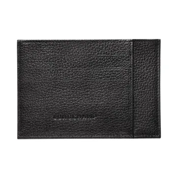 LONGCHAMP Le Foulonné Cow Leather Card Clip Card Holder Regular Men's Black