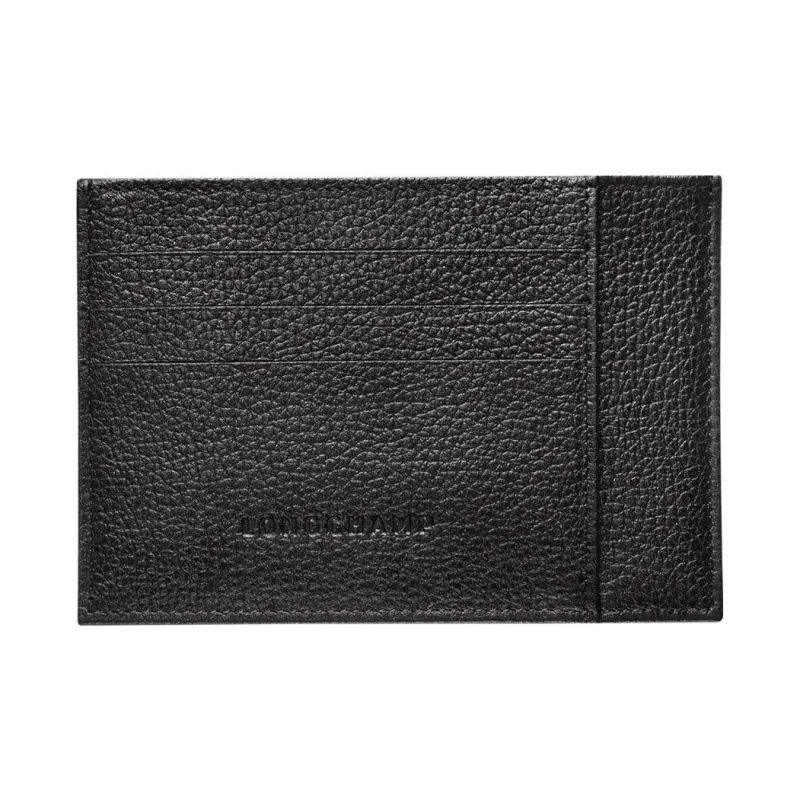 LONGCHAMP Le Foulonné Cow Leather Card Clip Card Holder Regular Men's Black-0