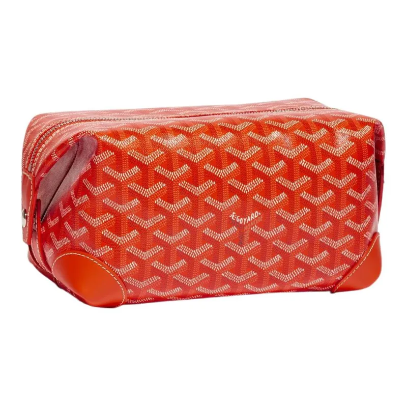 GOYARD Bowling Canvas With Leather Clutch Makeup Bag Unisex Orange-1