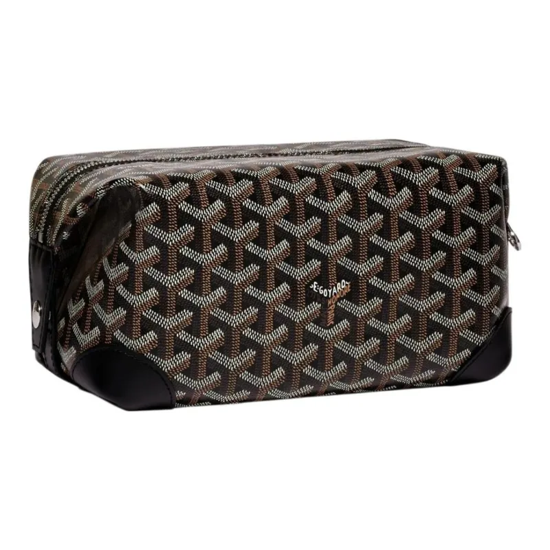 GOYARD Bowling Canvas With Leather Clutch Makeup Bag Unisex Black-0