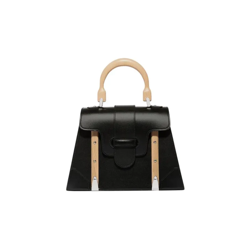 GOYARD Saigon Cross-Grain Calfskin Shoulder Bag Crossbody Bag Handbag Small Size Unisex Black-0